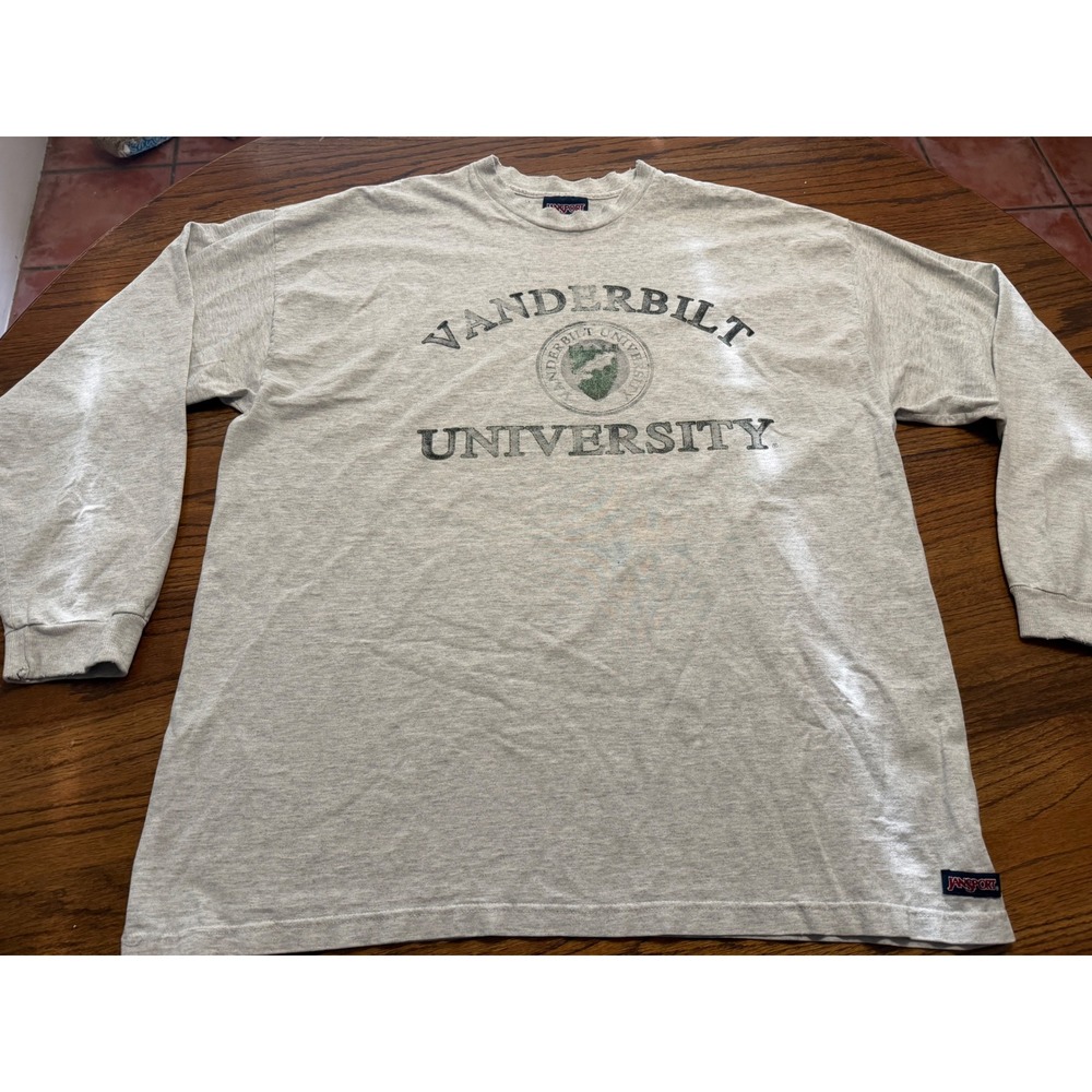 Vintage JanSport Vanderbilt University Long Sleeve Shirt Gray XL Made in USA
